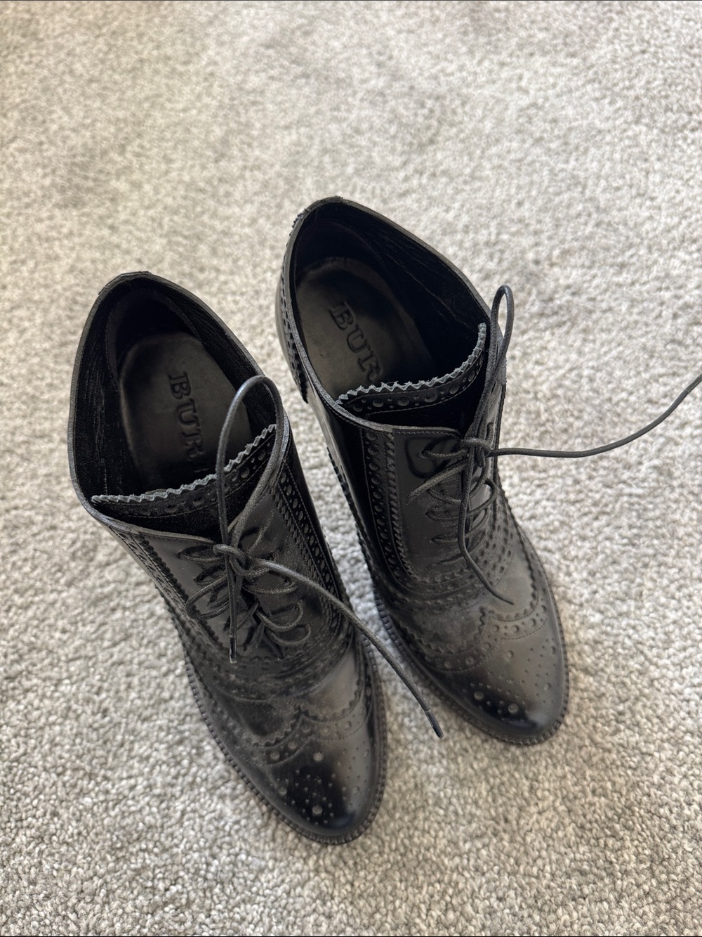 Black Brogue Lace-Up Ankle Boots